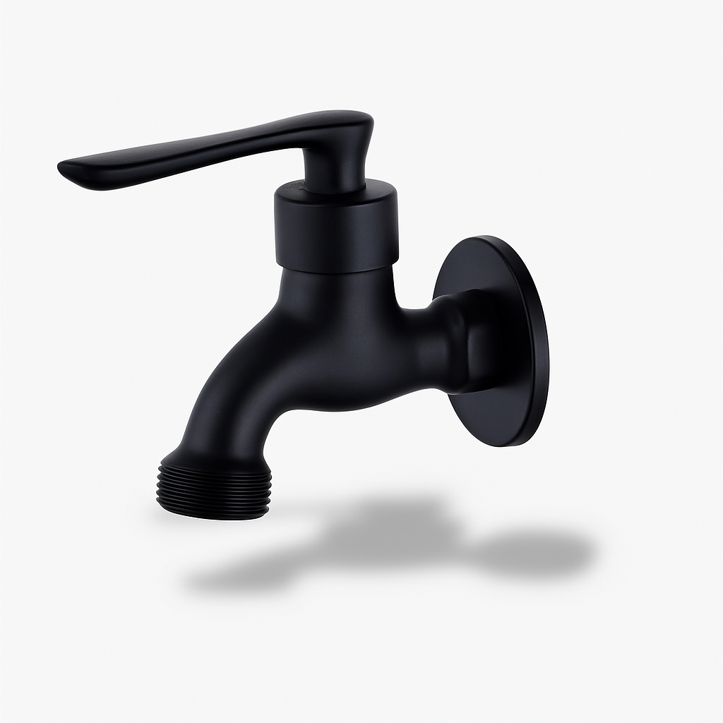 Robinet de jardin mural – Noir mat & cartouche céramique