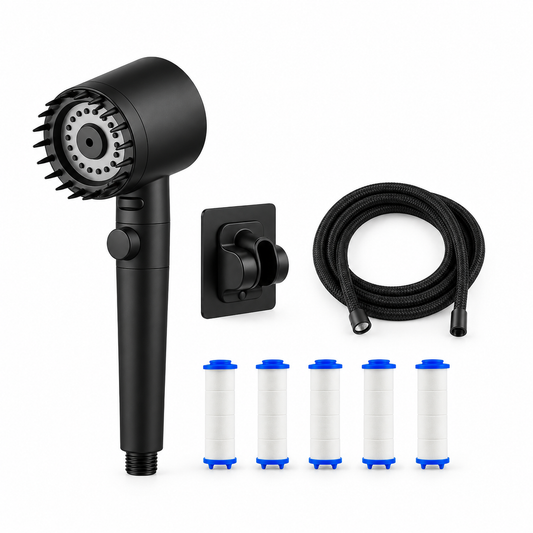 Kit pommeau de douche filtrant haute pression + 5 filtres