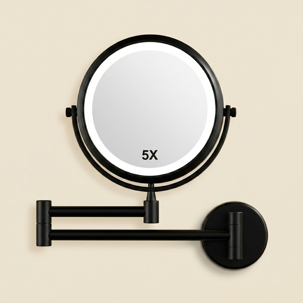 Miroir maquillage mural LED double face extensible