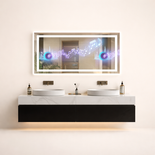 Miroir salle de bain LED Bluetooth anti-buée tactile 3 couleurs