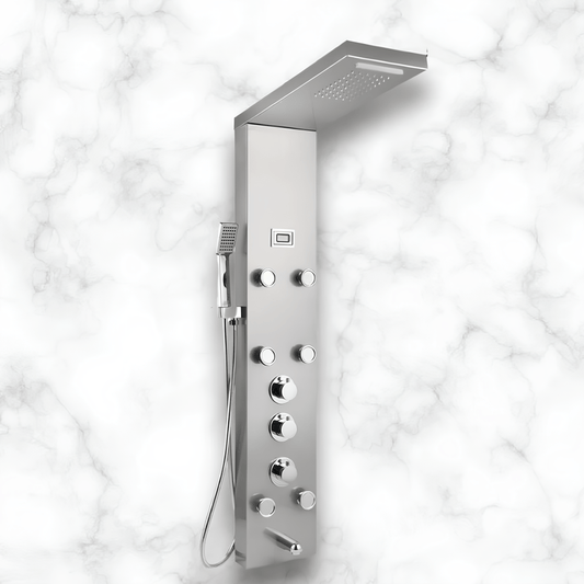 Colonne de Douche Hydromassante en Nickel Brossé