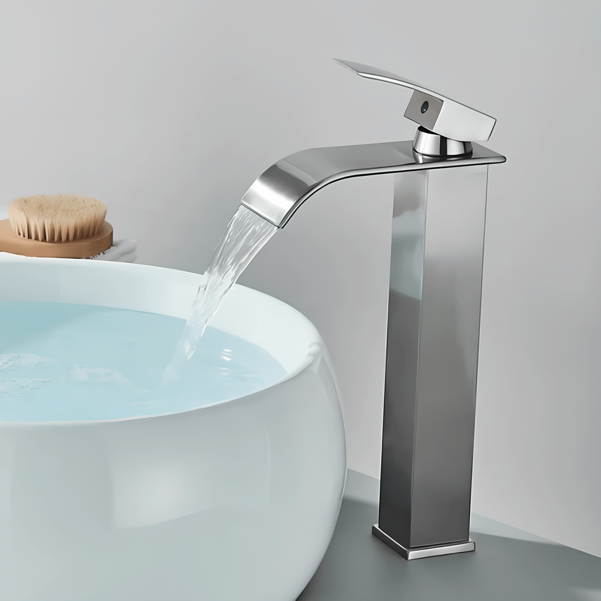 Robinet cascade doré salle de bain | Finition polie