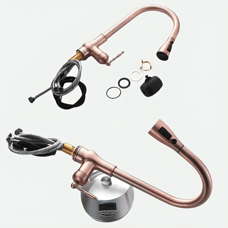 Robinet cuisine bronze antique – bec rétractable et eau chaude froide