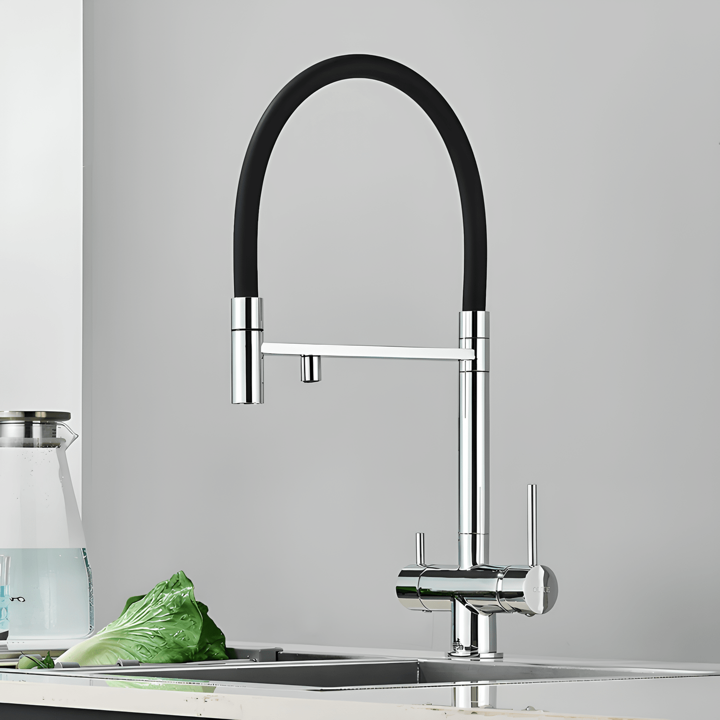 Robinet cuisine douchette  – eau filtrée + eau chaude/froide