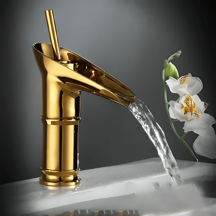 Robinet de lavabo haut en laiton brossé cascade – Style antique