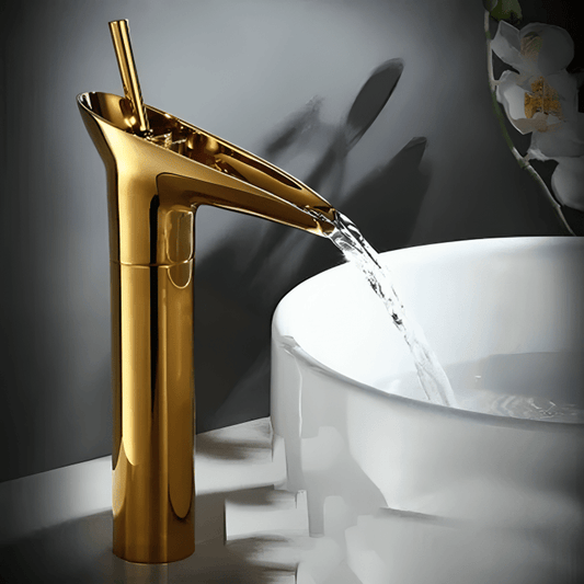 Robinet de lavabo haut en laiton brossé cascade – Style antique