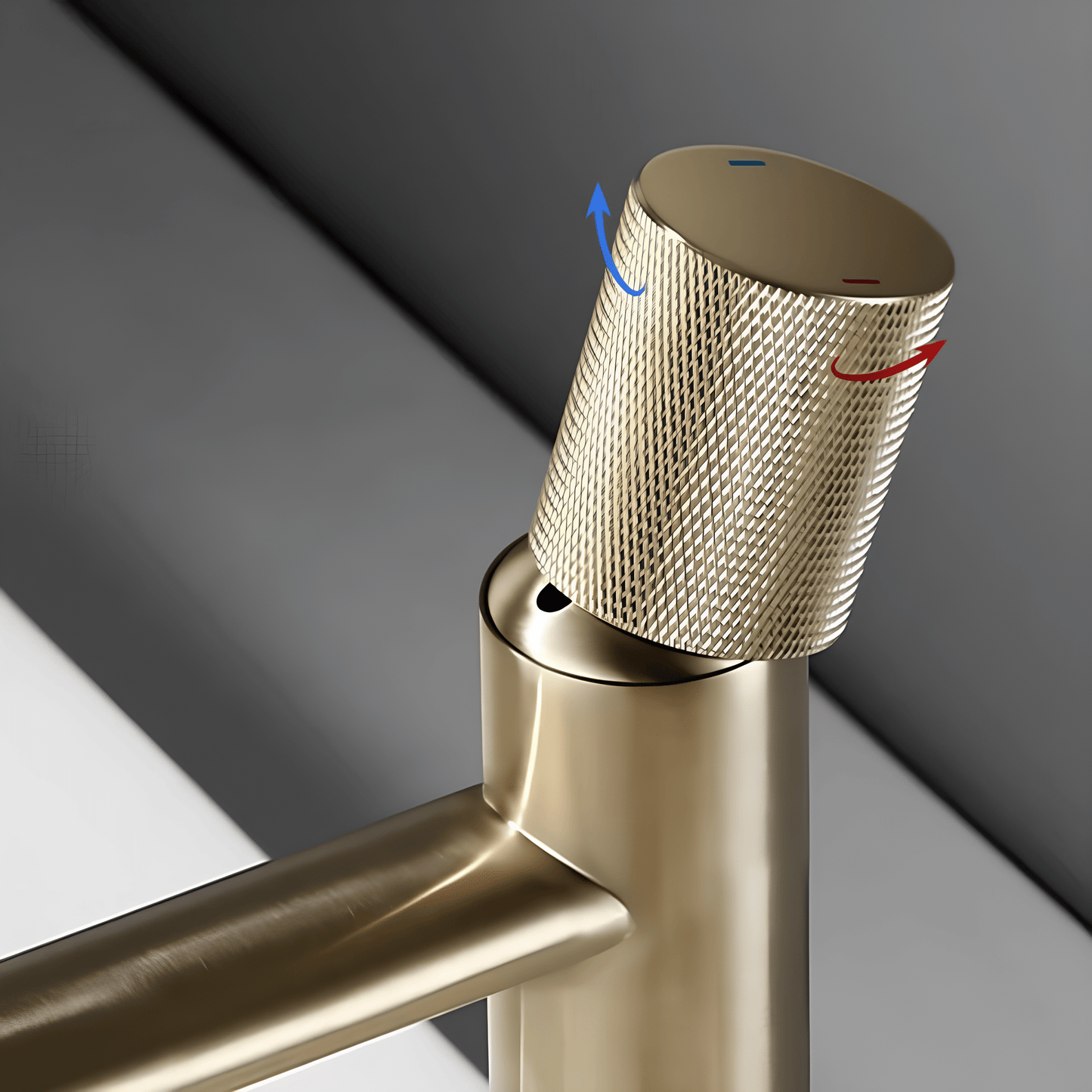 Robinet de lavabo moleté en laiton brossé – Mitigeur design or