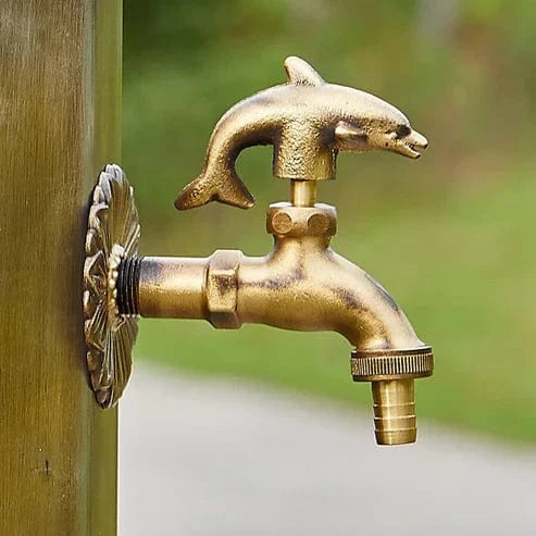 Robinet décoratif extérieur – Laiton antique & motif animaux