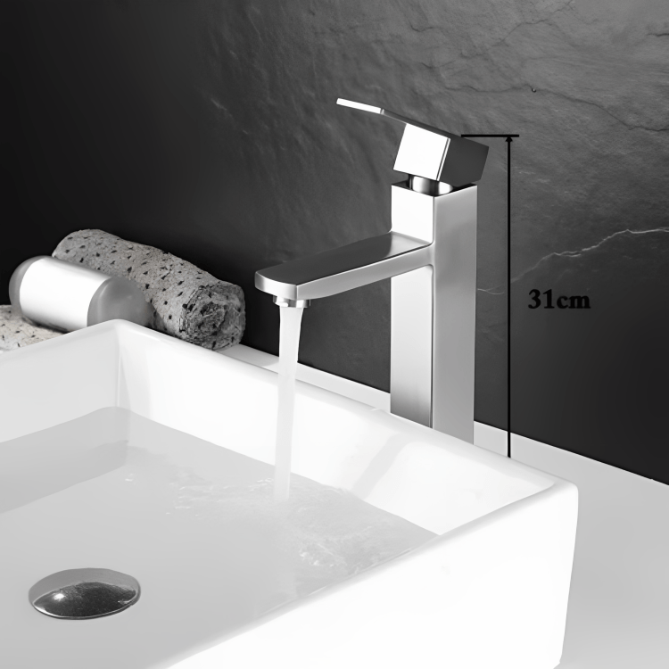 Robinet lavabo inox brossé – Monocommande élégante