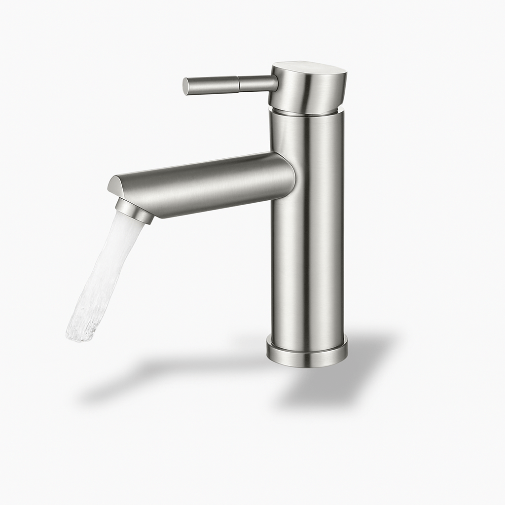 Robinet lavabo inox brossé – Monocommande élégante