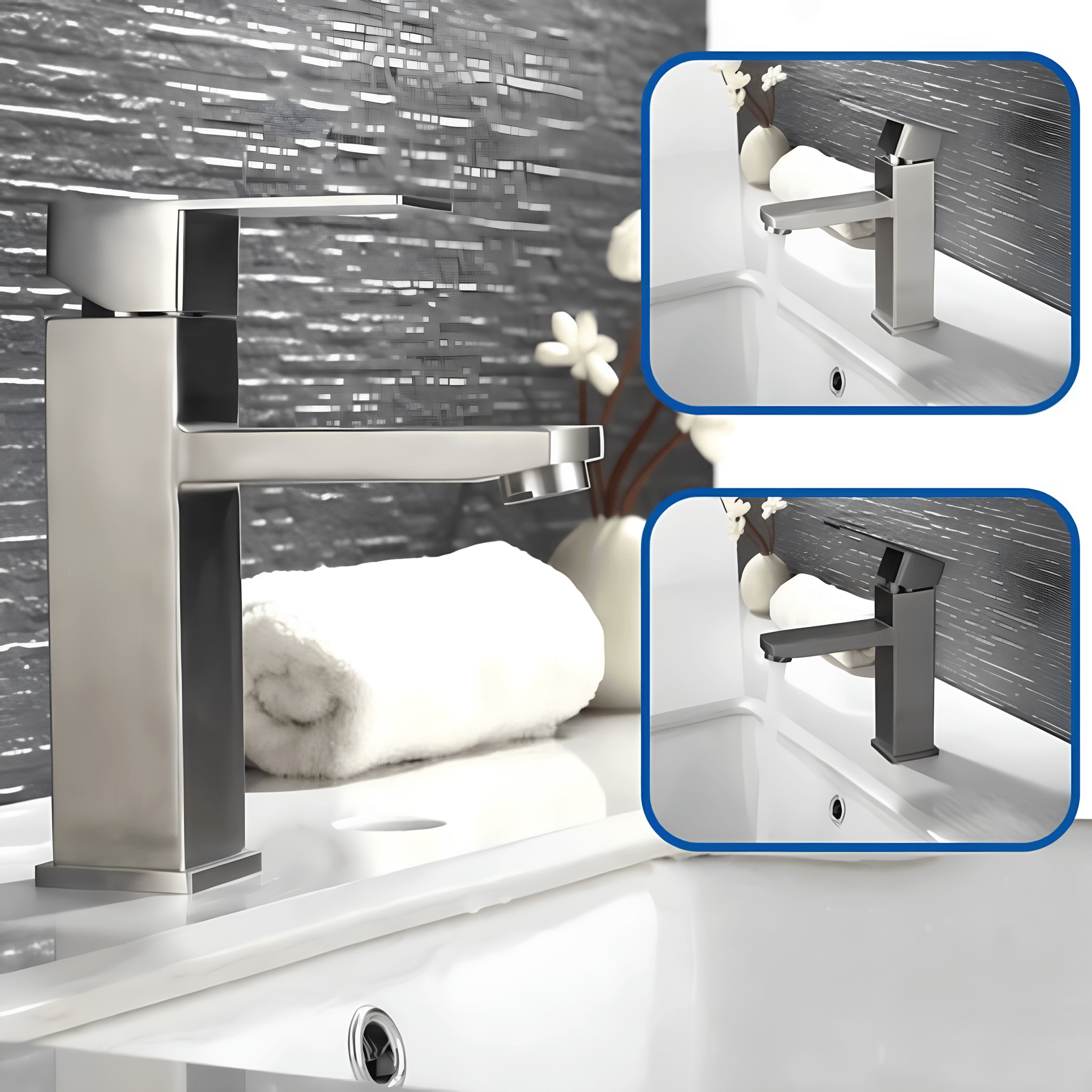 Robinet lavabo inox brossé – Monocommande élégante