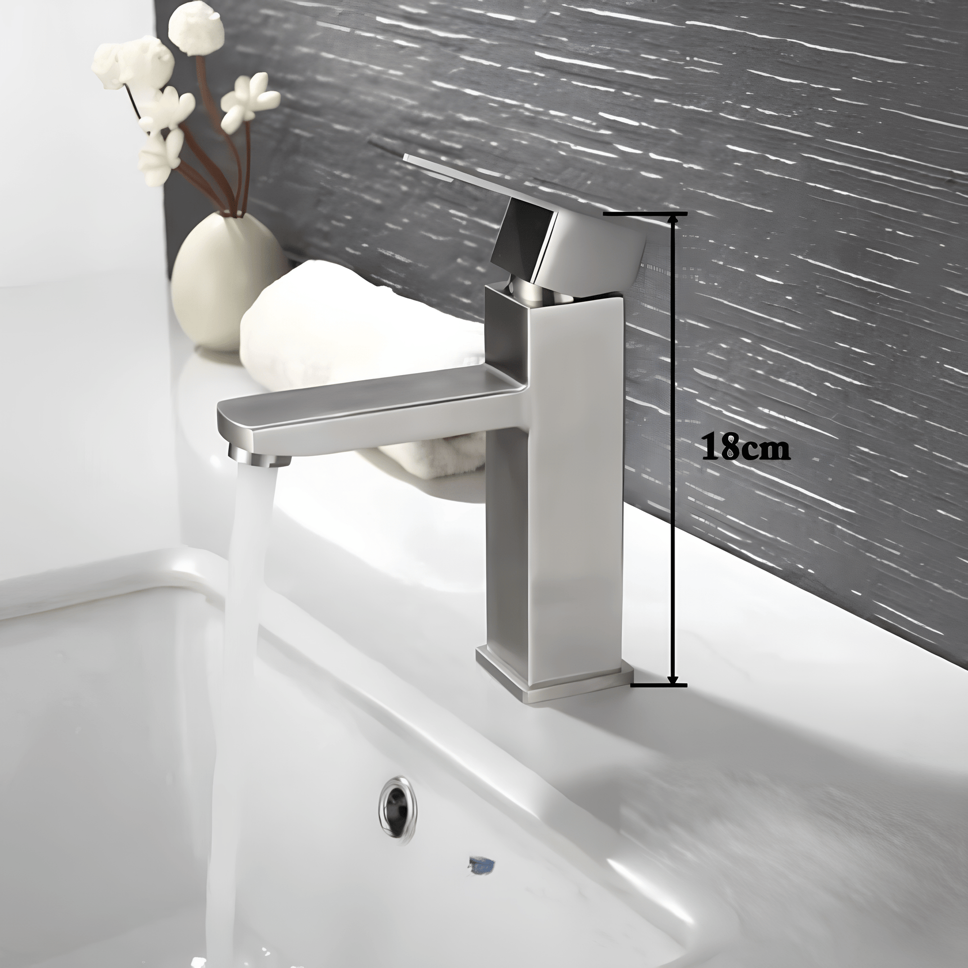 Robinet lavabo inox brossé – Monocommande élégante