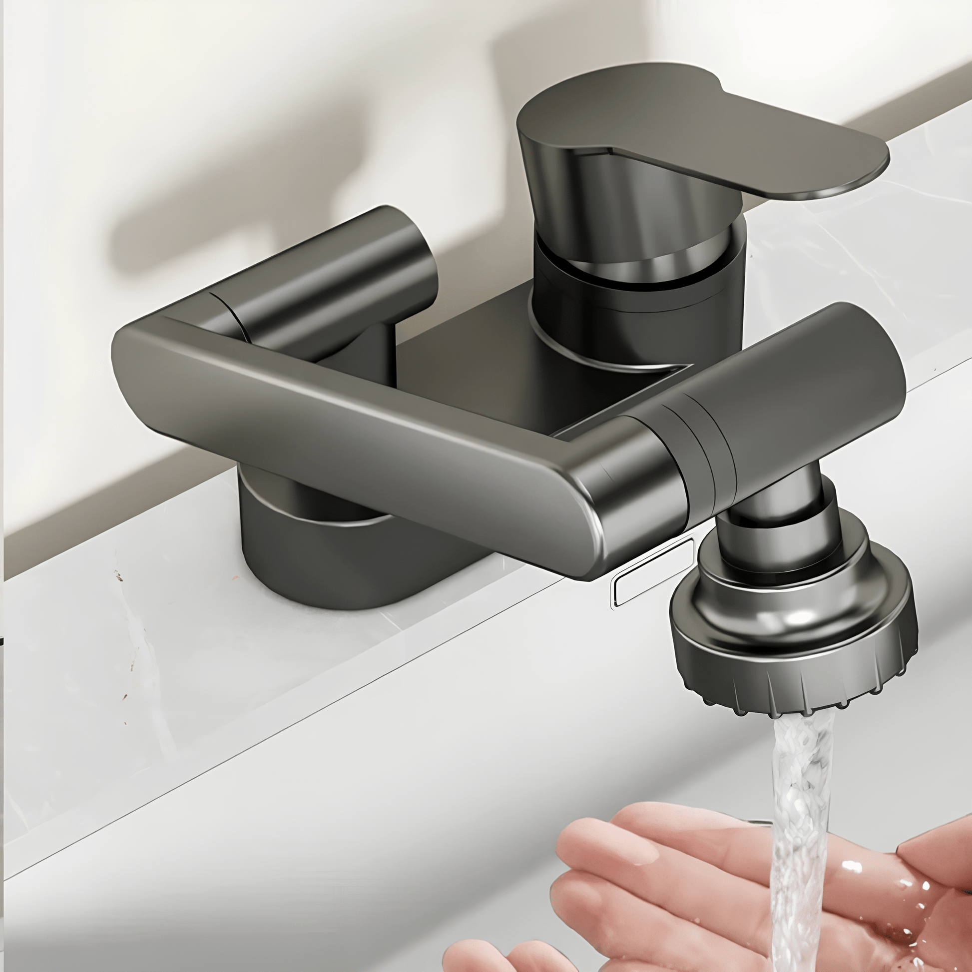 Robinet lavabo rotatif 360° – Double bec pratique pour salle de bain