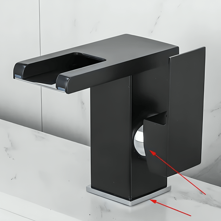 Robinet LED noir avec bec cascade – Température lumineuse