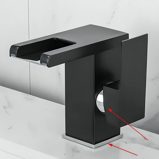 Robinet LED noir avec bec cascade – Température lumineuse