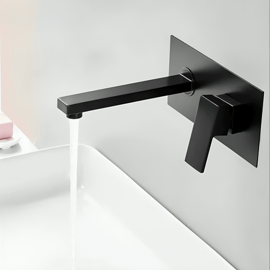 Robinet mural salle de bain – design carré avec poignée unique