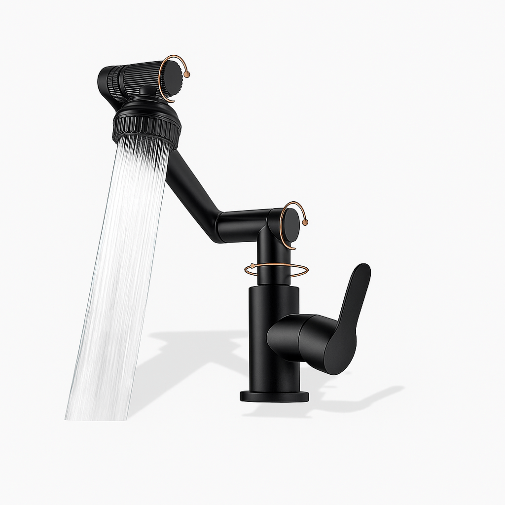 Robinet salle de bain noir orientable – Acier inoxydable