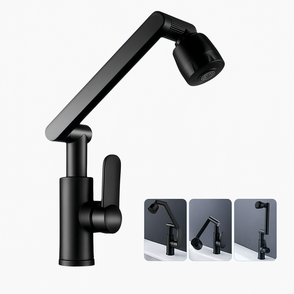 Robinet salle de bain noir orientable – Acier inoxydable